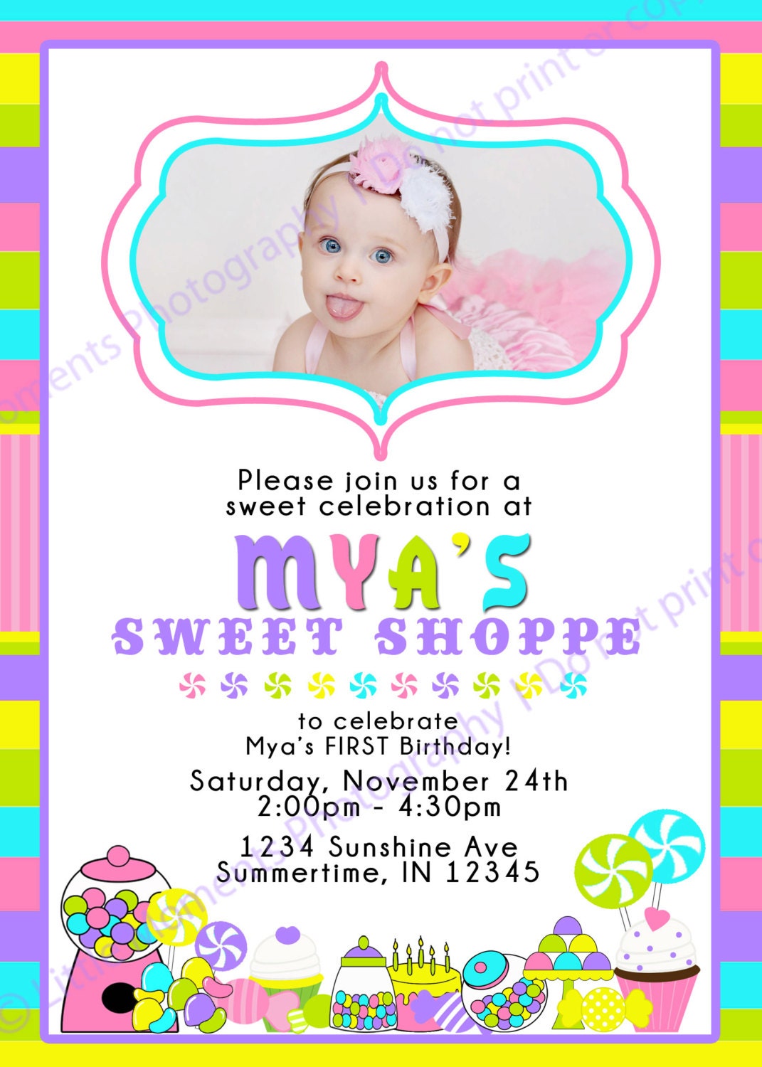 Candyland Invitations Wording