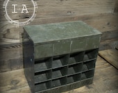 Vintage Industrial Lyons Steel Metal Parts Cabinet Flip-top Jewelry Box Tool Desktop Chest