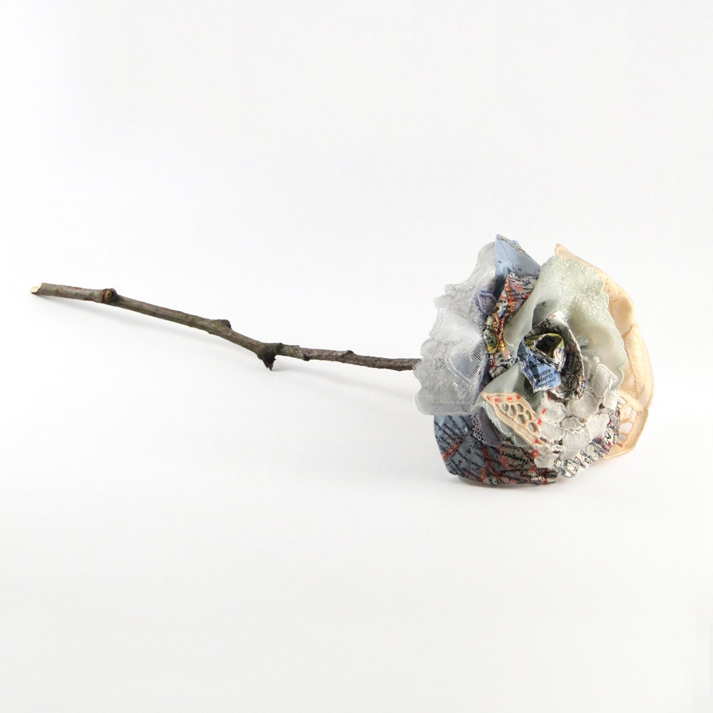 Lace and Paper Rose - Beautiful Blooming Fake Flower