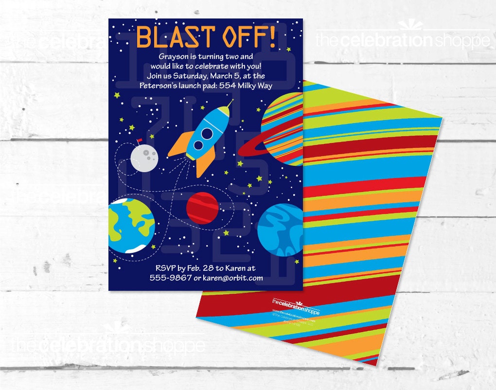 SPACE Birthday Party PRINTABLE INVITATION - The Celebration Shoppe