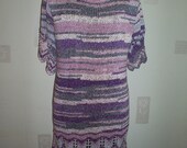 ladies blouse, hand knitted blouse multikolor, yarn bamboo bar large, knitted tunic blouse summer