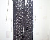 Black long jacket , hand knitting  jacket, viscose / cotton,Long sleeveless vest