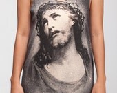 Jesus Christ Shirt Religion Christian God Shirt Women Tank Top Black Shirt Tunic Top Vest Sleeveless Women T-Shirt Size S M