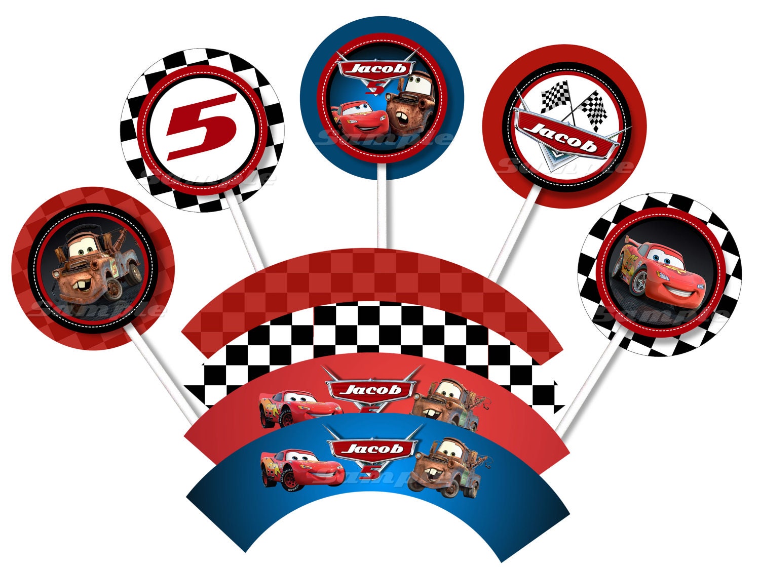 Disney CARS Cupcake Toppers And Wrappers - Cars Favor Tags - Cars Party Favors - Cars Printable Toppers - The Print Shoppe