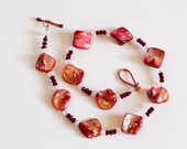 Dark Salmon Mother of Pearl & Chinese Crystal Choker - EmEmBoutique