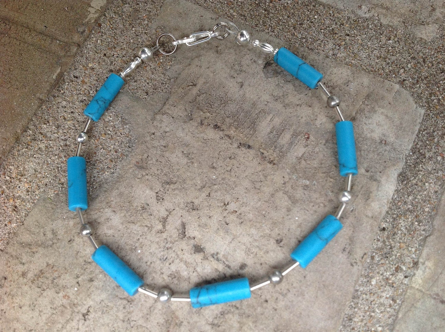 Sterling Silver and Turquoise Beaded Bracelet