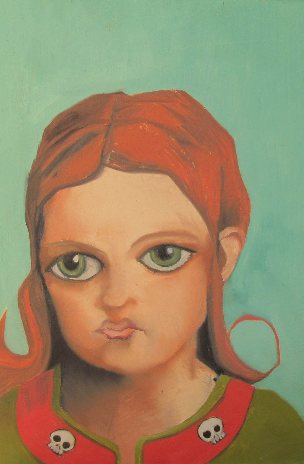 Lowbrow Painting Portrait - Skull Princess - Original Oil Portrait