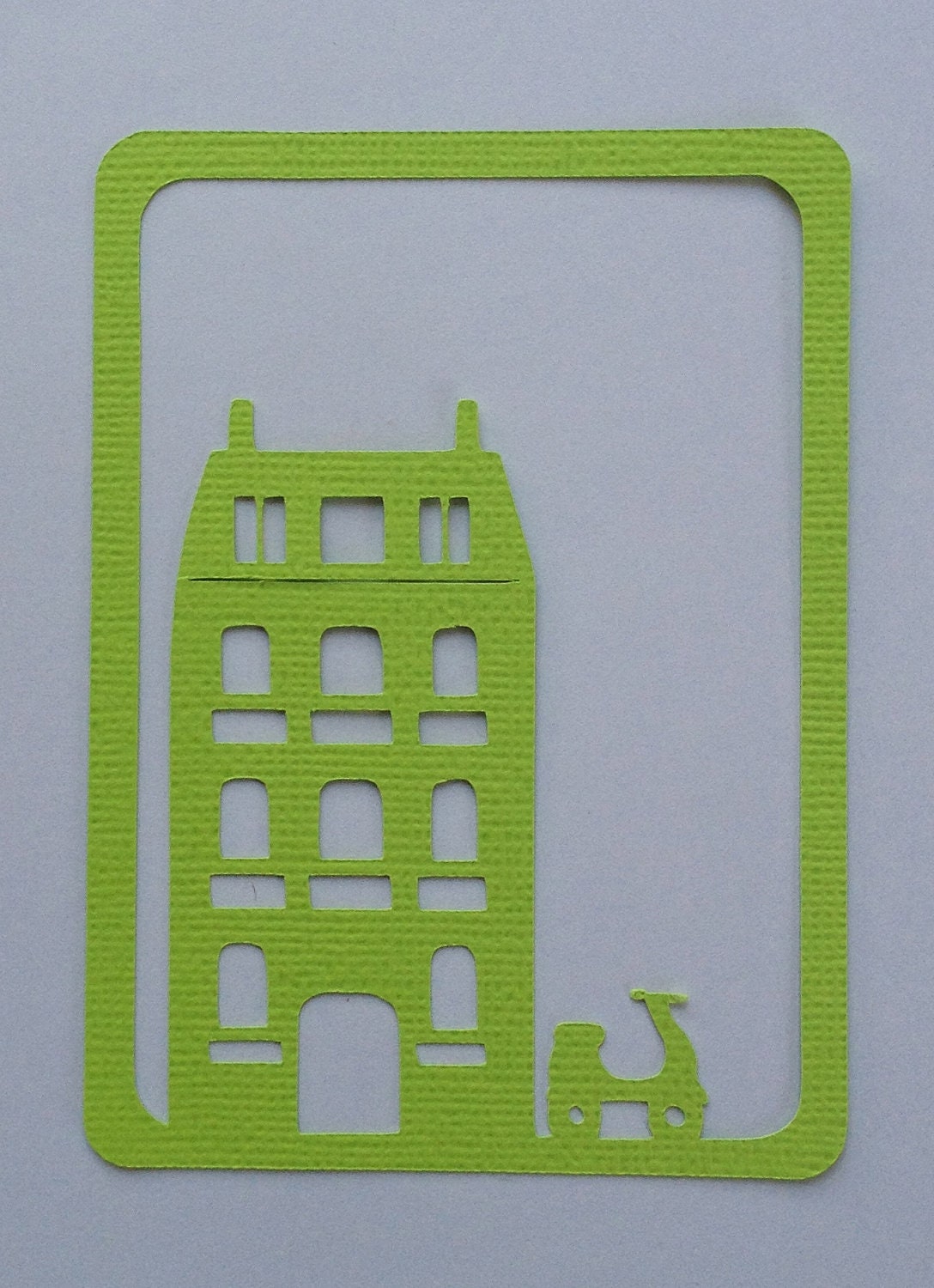 Silhouette Cameo-cut  journal card frame - House and Scooter