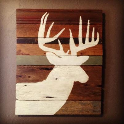 Deer Silhouette Painting on Rustic Wood