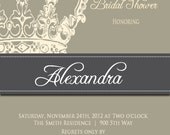 Vintage Royal Crown Bridal Shower Invitation Baby Shower Invitation DIY Digital Printable Uprint  Paris Style 429