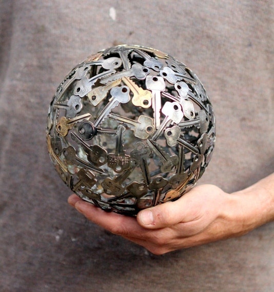 Medium key ball, Key sphere, Metal sculpture ornament