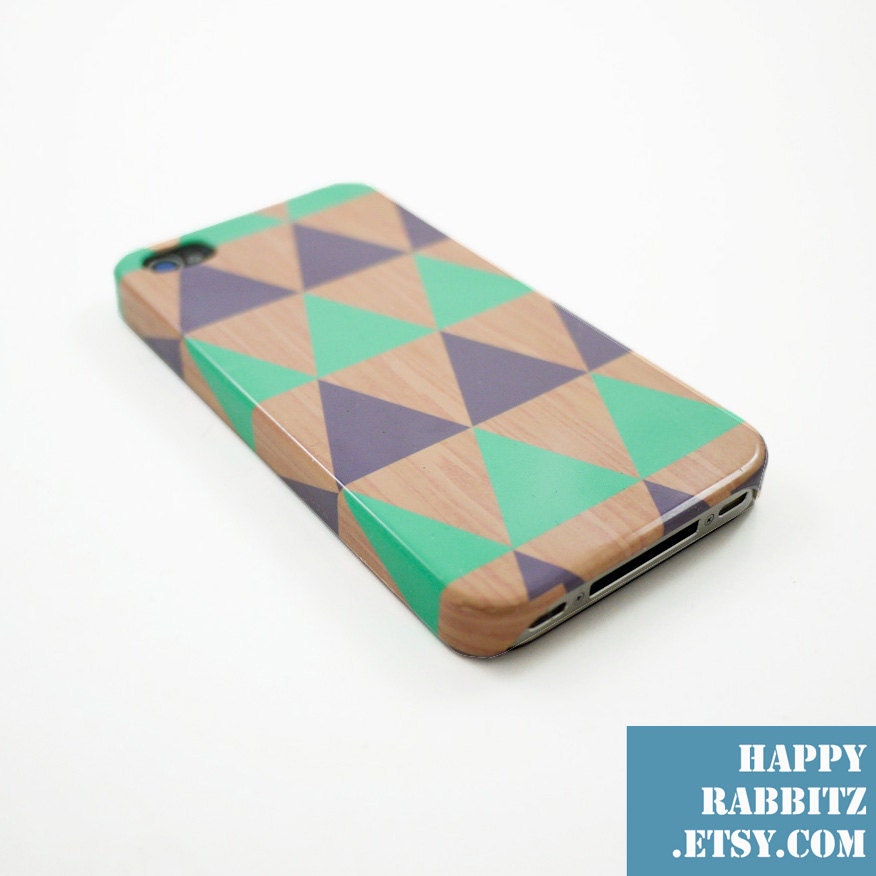 Geometric Triangle Mint Grey Wood iPhone 4 Case, iPhone 4s Case, iPhone 4 Cover, Hard iPhone 4 Case