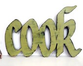 Cook Wooden Sign (Pictured in Sage) Pine Wood Sign Wall Decor Rustic Americana Cottage Country Chic Kitchen Decor