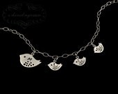 Personalized Family Bracelet . Mother Baby Bird Charm Bracelet . Sterling Silver . Custom Family Initials . 3 Little Birds . MY LITTLE FLOCK