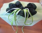 Reusable Gift Wrap Fabric Bag with Green and White Ribbon Ties