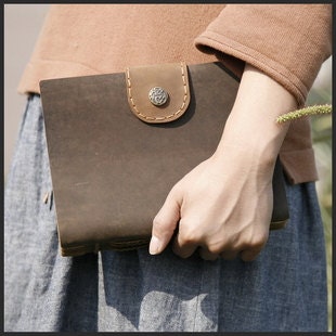 dark green leather journal , blank paper notebook ,longstich handbound,unique gift