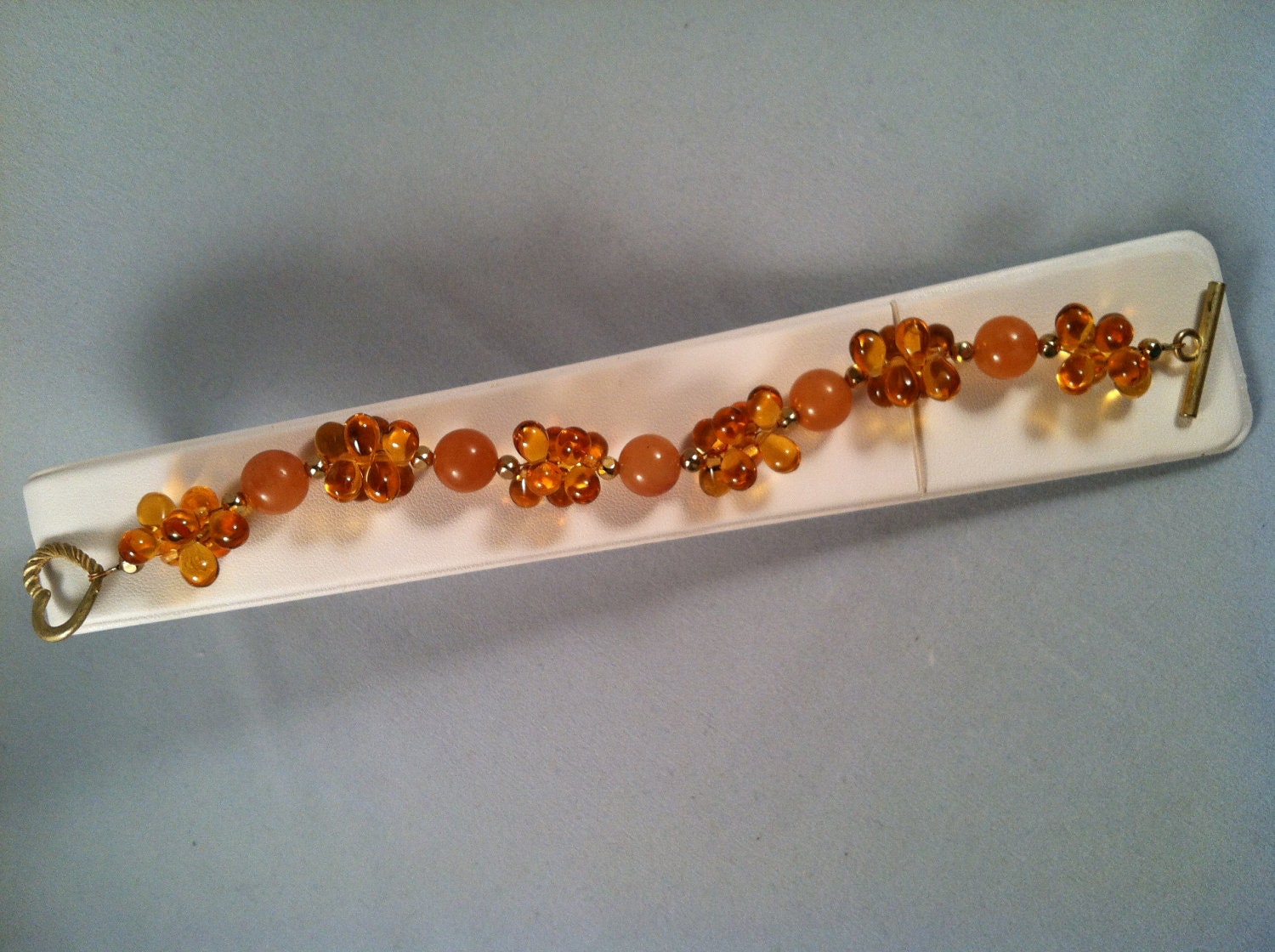 Topaz teardrop and gold accent Beaded Bracelet - Affordable Jewelry  - Handcrafted - Amber - Handmade - Gift For Her - Gift Under 15