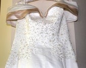 Vintage White & Cream Wedding Dress -Appliques Size 12