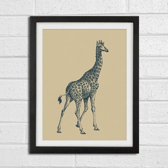 Safari Nursery Wall Art Print - Giraffe African Animal - Children Room Home Decor 8x10 Print
