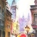 Print from Original Watercolor Painting Cityscape Art tittled Rainy Day