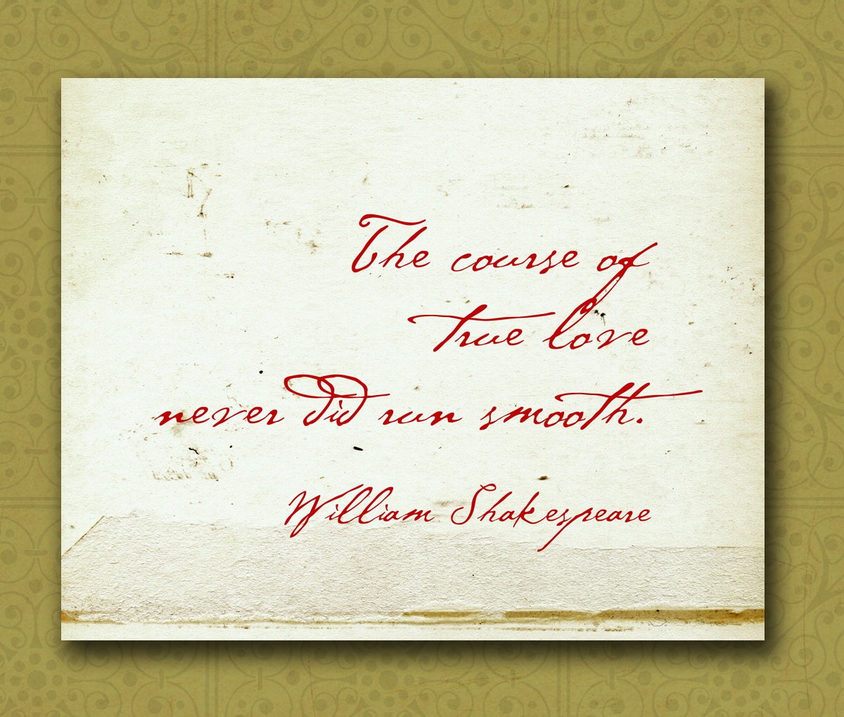 William Shakespeare Love Quote Wall Print Personalized Wedding Anniversary Gift 8x10