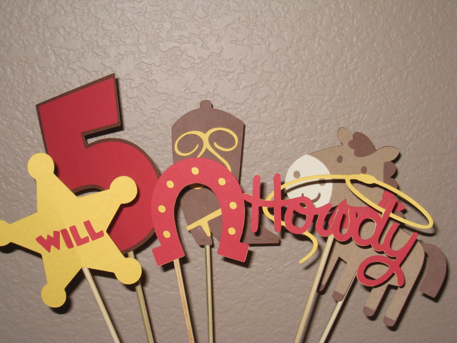 Cowboy Western Centerpiece/Table Decoration Personalized - You Pick the Colors Set of 6