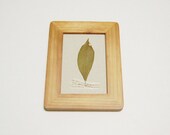 dried autumn leaf - simple original collage OOAK, One of a kind, vintage script masking tape glass