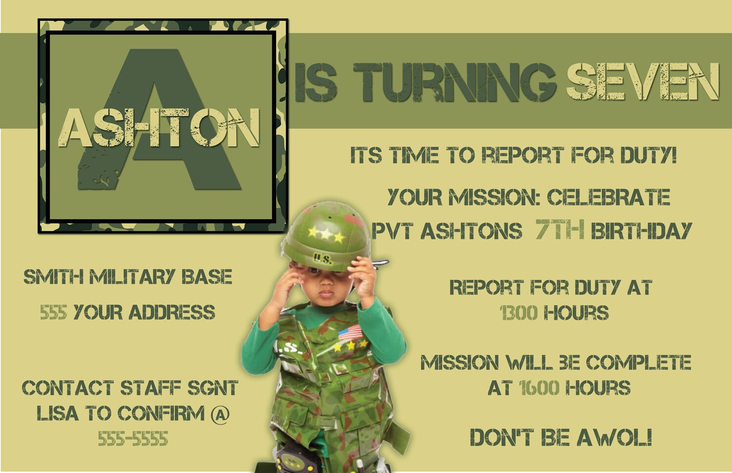 Army Birthday Invites