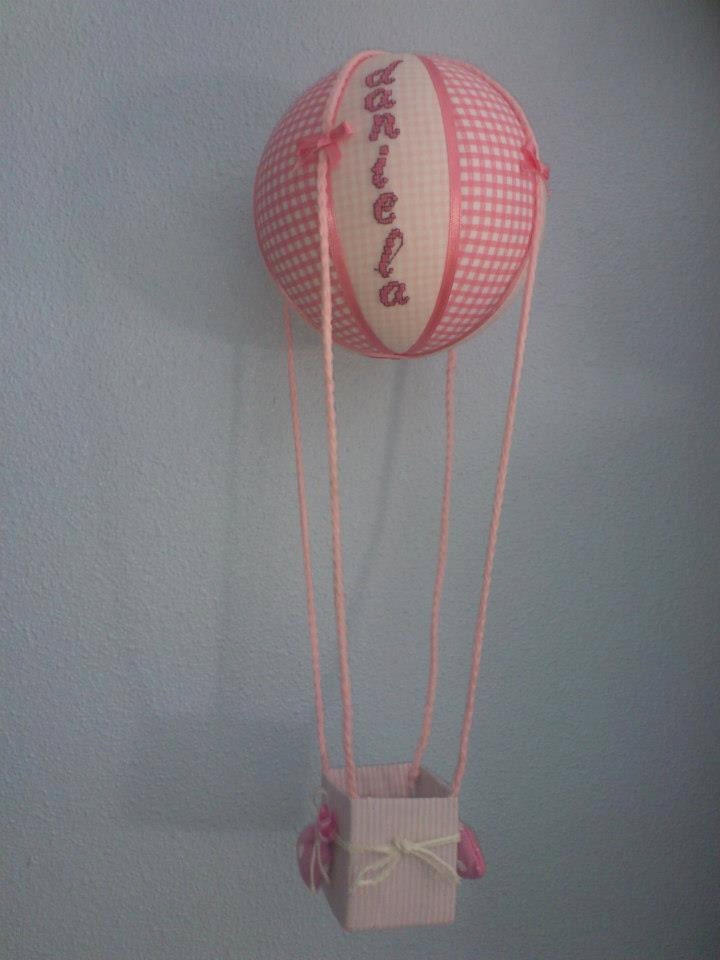 Hot Air Balloon handmade in Pink - ideal for Nursery-Fabric balloon for kids.