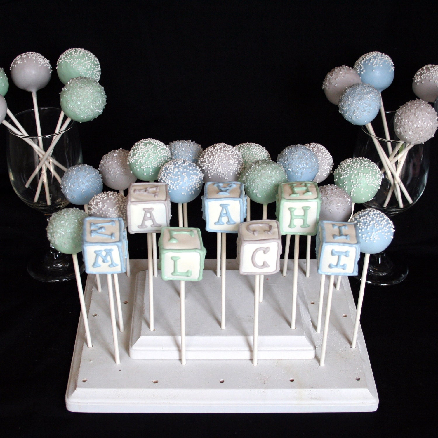 6 Baby Block Cake Pops - personalized with name, letters, numbers - for Baby Showers, Newborns, & Birthday favors