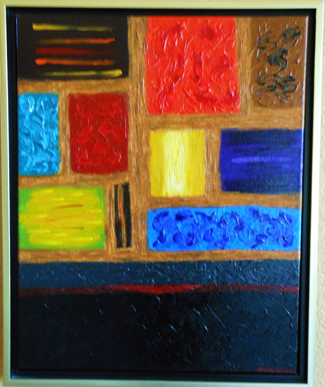 RETRO - 16x20 original framed abstract in mid-century modern design