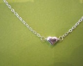 Sterling silver tiny puffy heart necklace, cute simple handmade jewelry, light everyday, birthday, Valentine' day gift