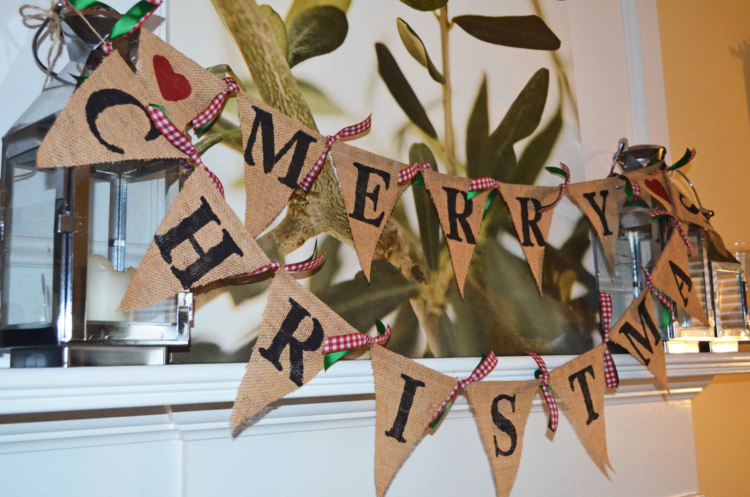 CUSTOM BURLAP BANNER - Merry Christmas Pennant Banner - Holiday Banner - Photo Prop