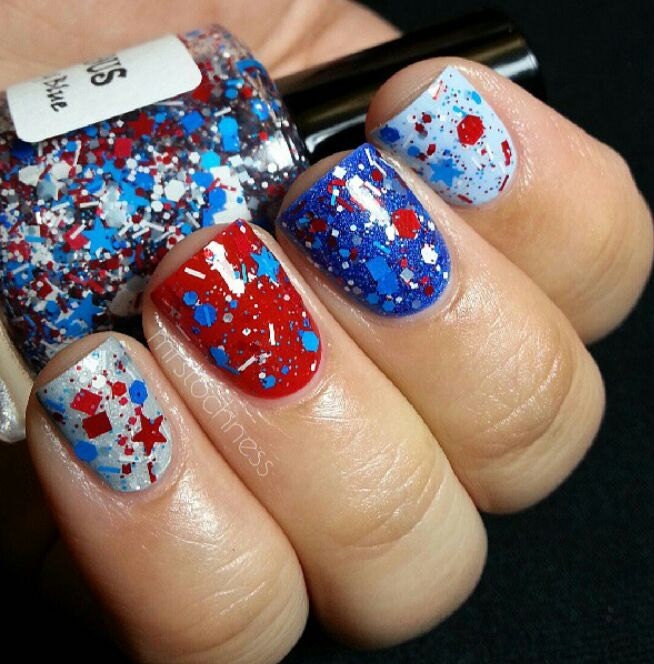 Celebrate Red White & Blue -  4th of July Red White Blue Glitter Custom Handmade Indie Nail Polish