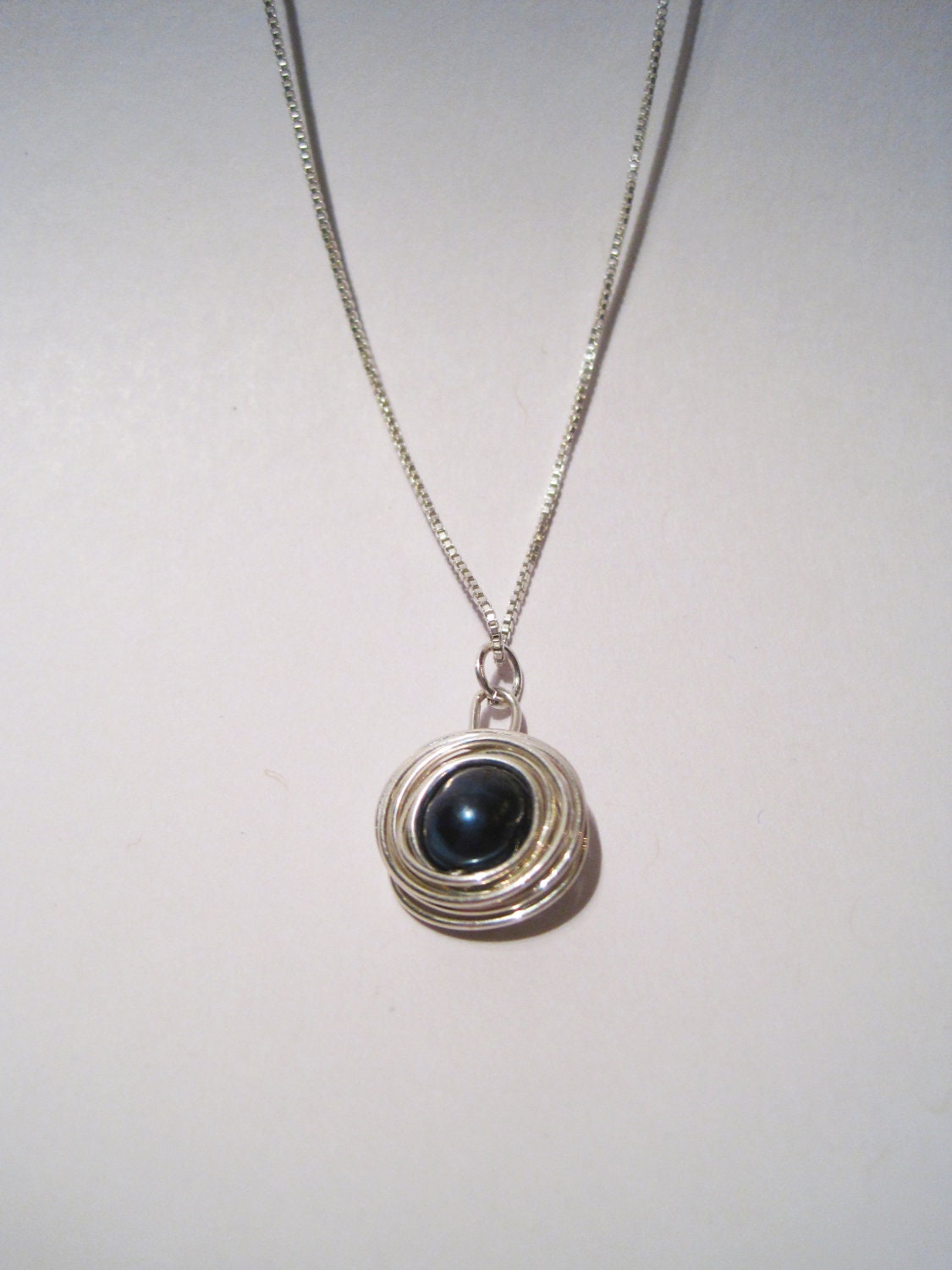 Blue Freshwater Pearl Bead - Sterling Silver - Wire Wrapped - Necklace Charm
