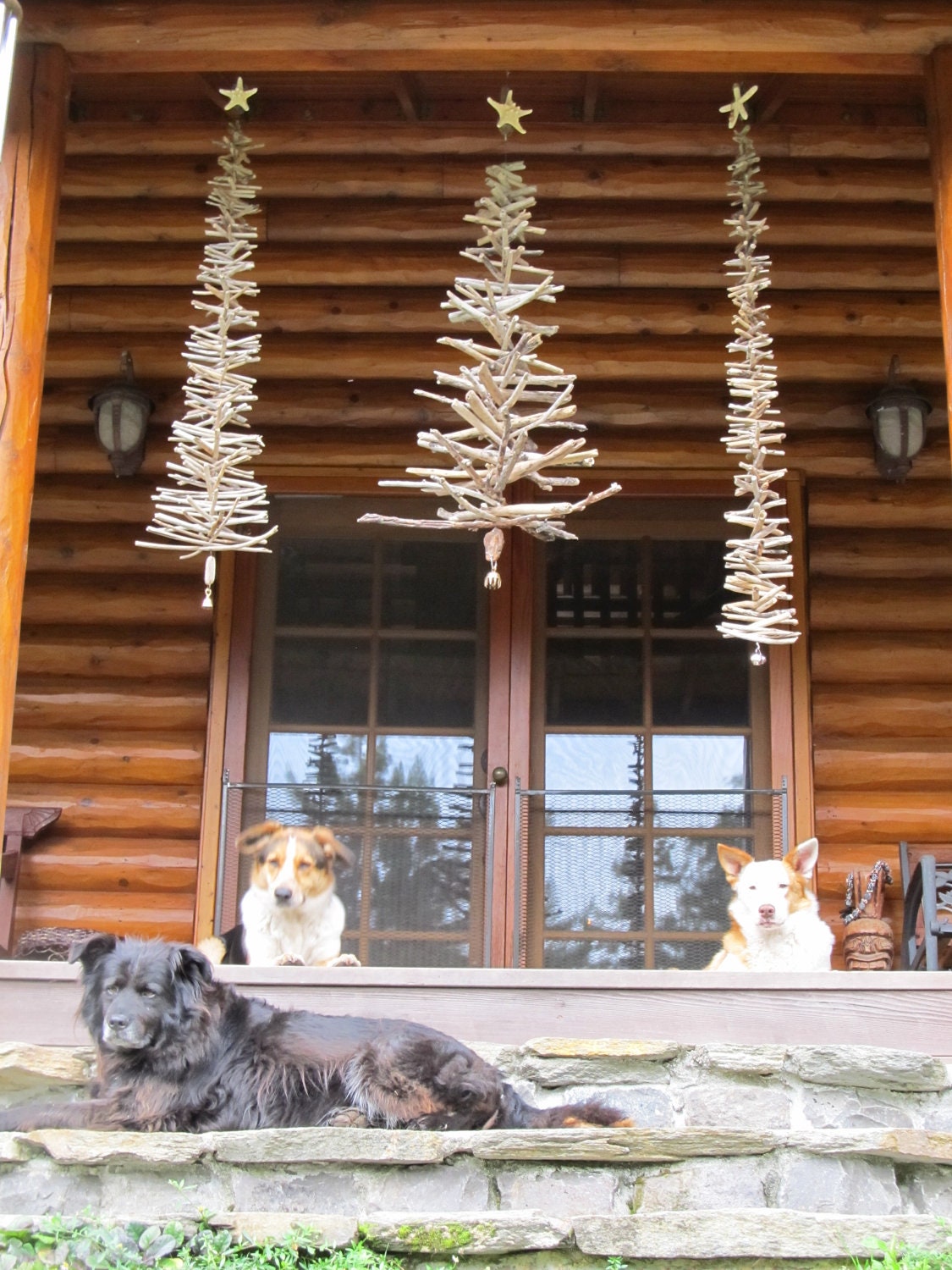 Hanging driftwood windchime w/seashell topper and bell