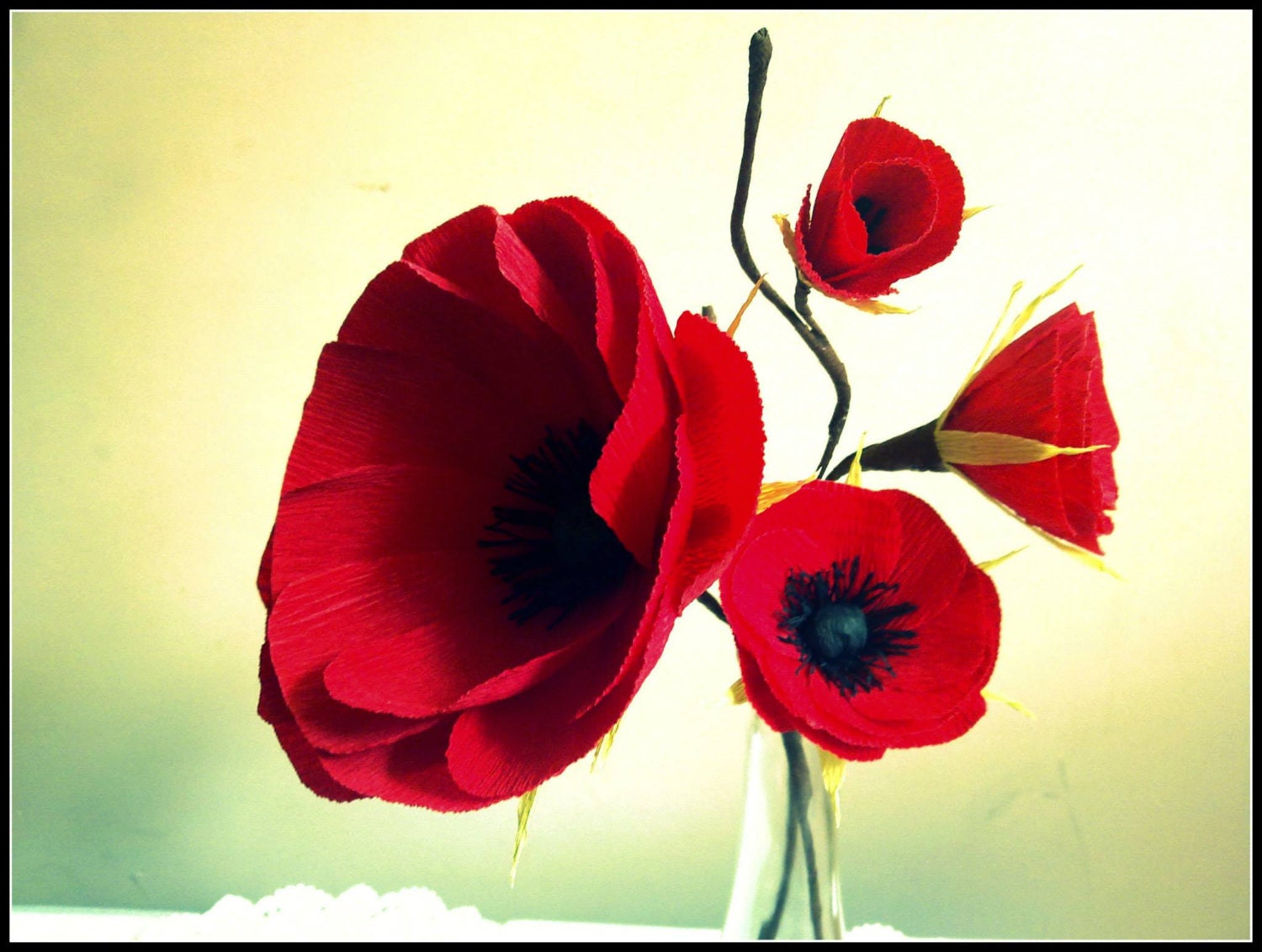 Red Paper Poppies for Wedding/Wedding Decoration/Wedding Bouquets