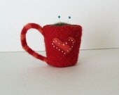 tea cup pin cushion with appliqued hearts