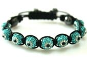 Free shipping Lake Blue 10mm x 9pcs Evil Eye Dazzling CZ Crystal Disco Ball  Shamballa Bracelet
