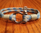 Nautical Sailing Bracelet / Rope Bracelet / Surfer / Beach Paracord Bracelet with Stainless Steel Shackle and Whipped Ends