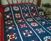SALE Red white and blue Queen sized quilt