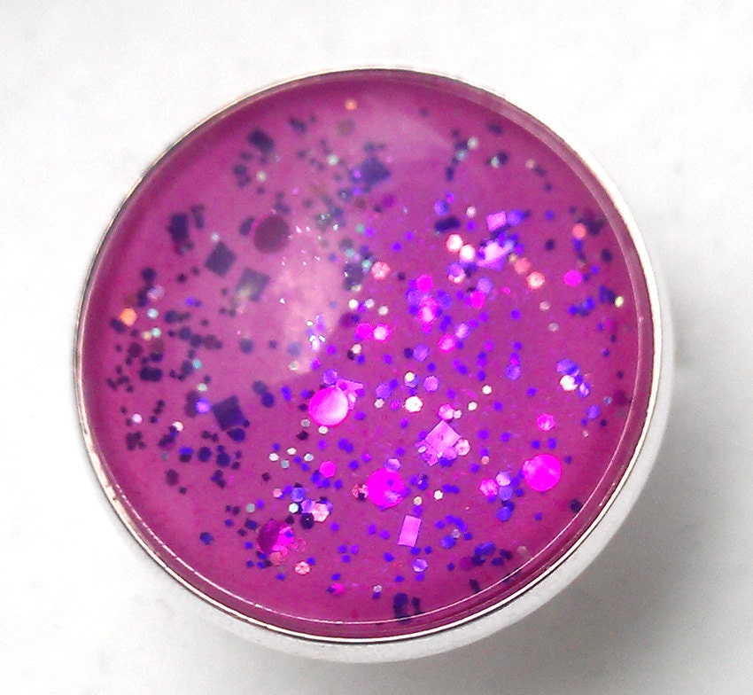 Domed Glass Cabochon Ring With Custom Mixed Glitters