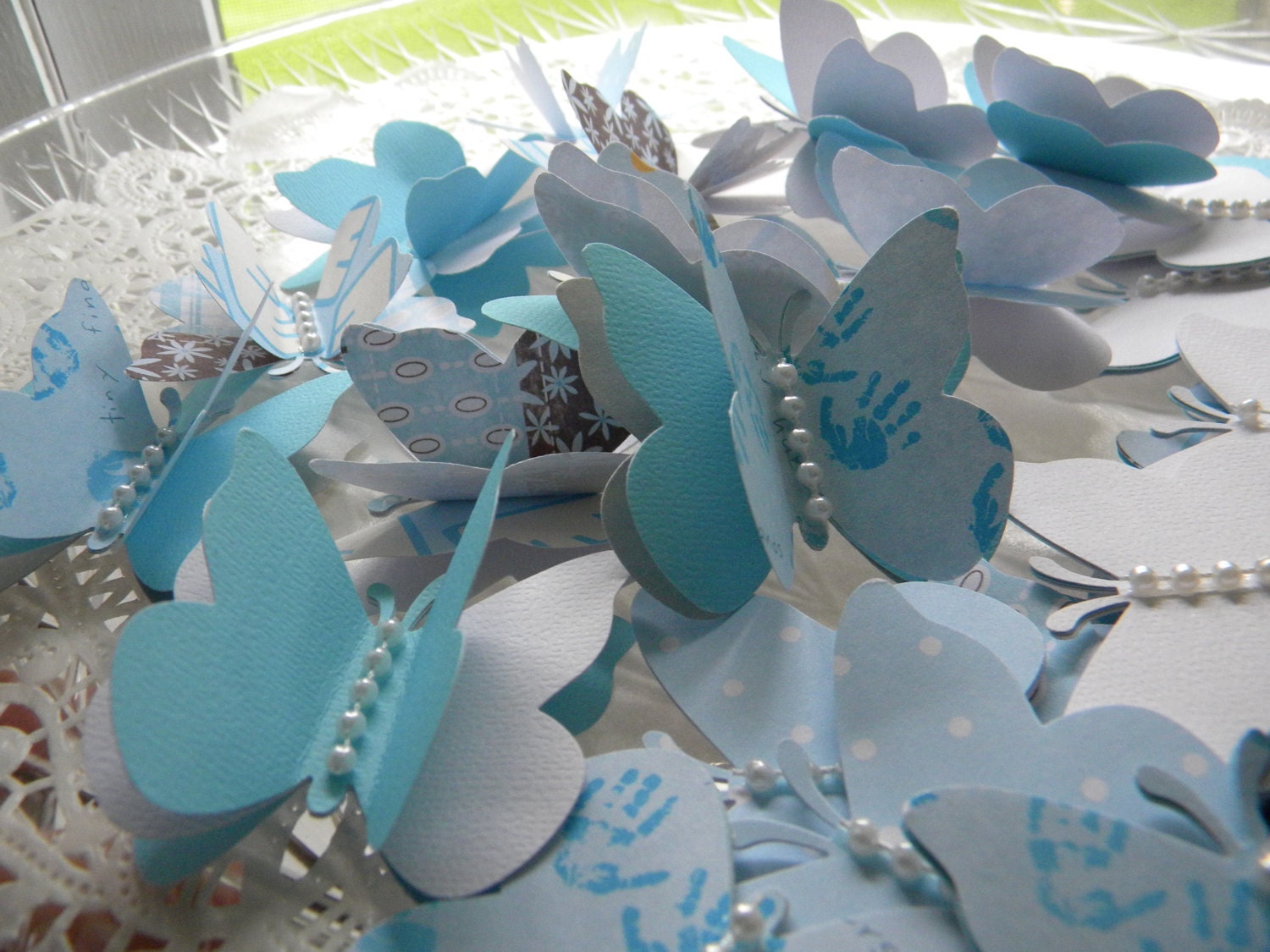 Butterflies in Blue and White Combo - Baby Boy Theme - 40 pcs - For Christening, Baby Shower, Embellishments, Decoration
