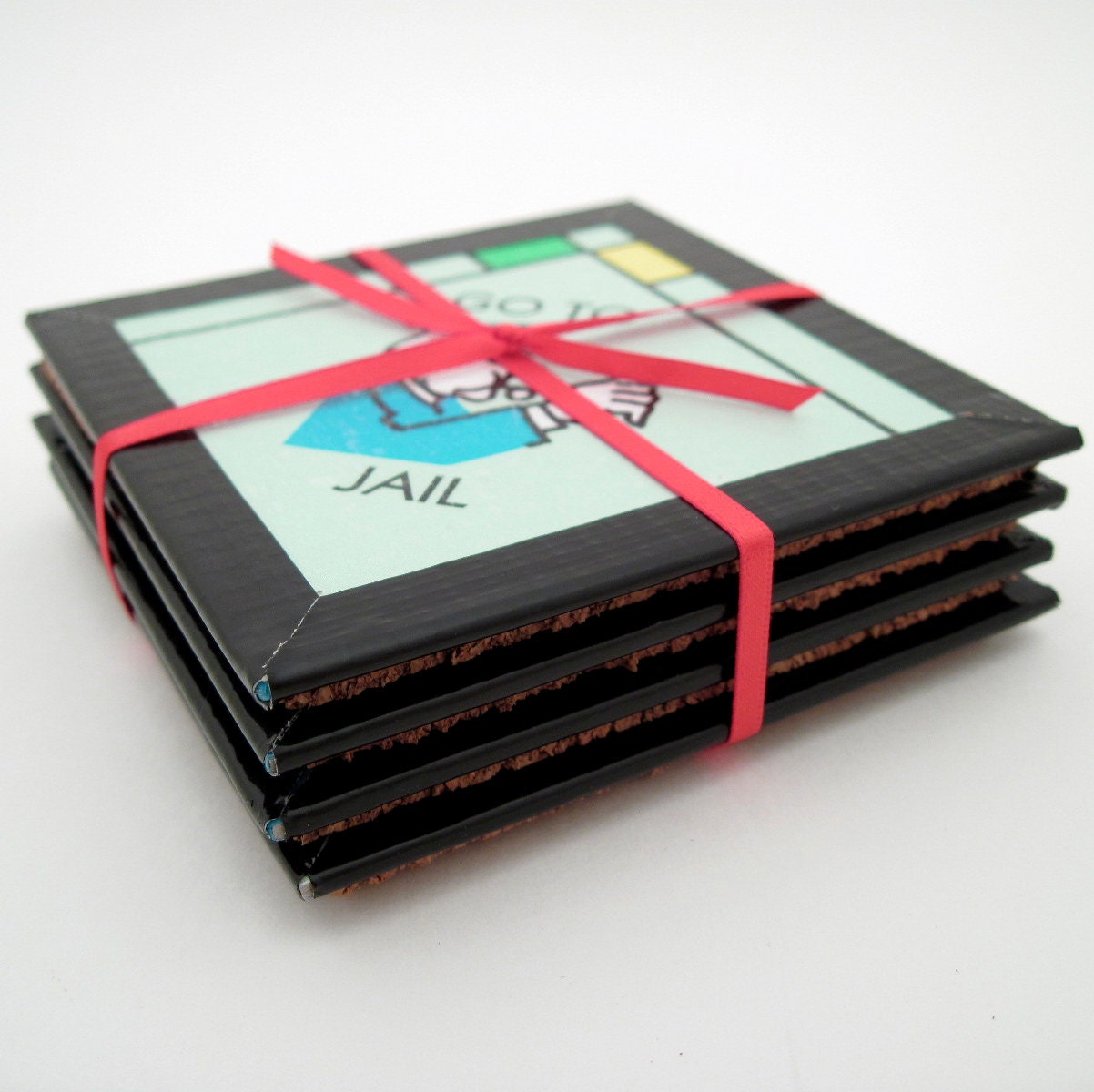 Board Game Coaster Set - Monopoly Coasters - Recycled Coasters - Game Night