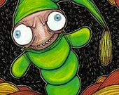 Glo Worm Will Surface Tonight toys stuffed animal nostalgia eighties geek dork childhood kitsch pop culture full color art drawing print