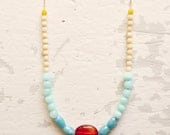 Amber, Aquamarine and Jade Gold or Silver Strand Necklace
