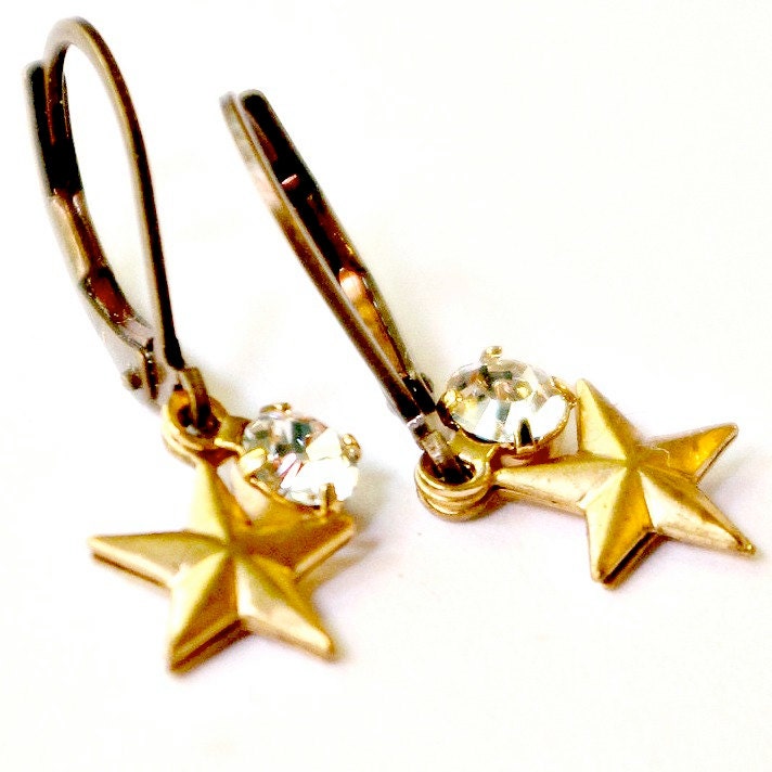 Gold Star Dangle Earrings