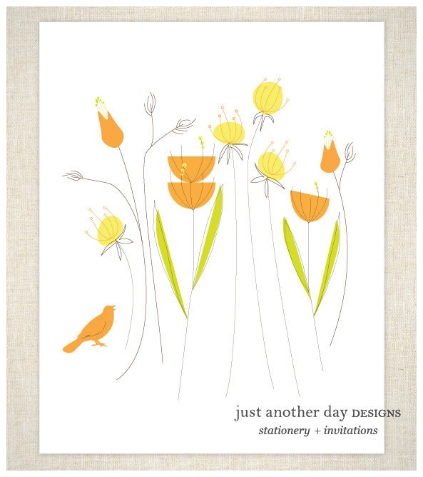 Retro Wildflower Print 8x10
