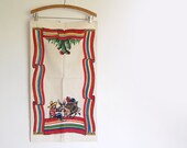 vintage StarTex towel / Mexican kitchen towel / linen cotton blend / red yellow green blue brown black / hombre and donkey