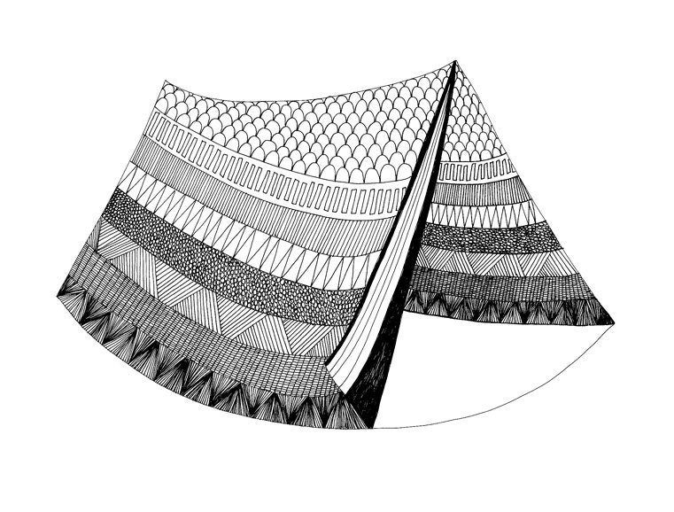 The Tent 8x10 Abstract Print of Original Pen and Ink Drawing